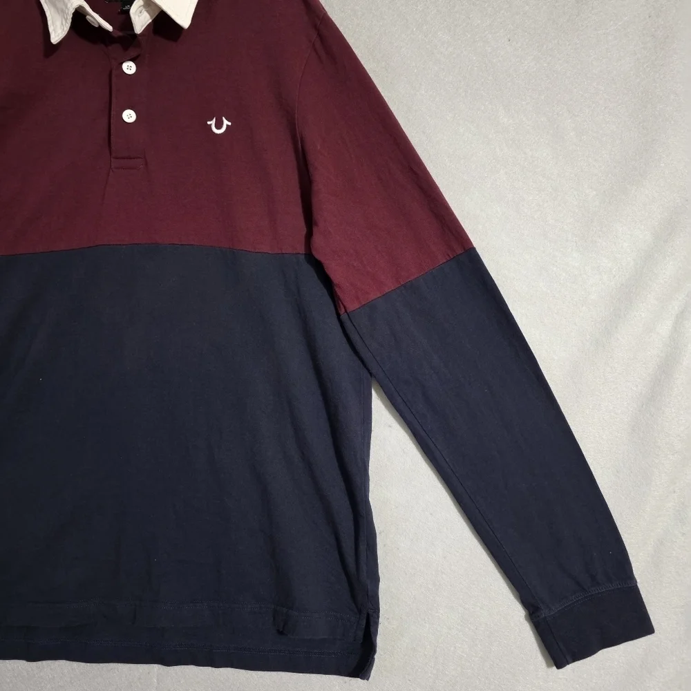 True Religion Mens Color Block Rugby Shirt 100% Cotton 104933 Size Large